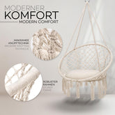 Hangstoel - Binnen & Buiten - Hangschommel - Tot 150kg - Beige - Tillvex®